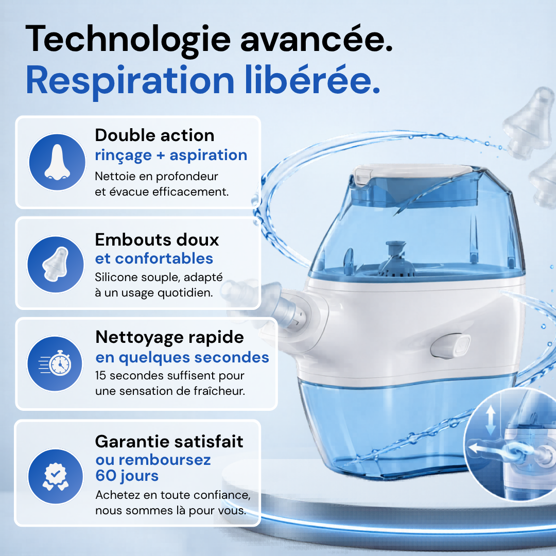 Respure Flow — Irrigateur nasal à double action rinçage + aspiration